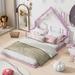 Full Size Montessori House Bed for Kids,Full Floor Bed with House-Shaped Headboard, Full Platform Bed Frame for Girls Boys