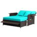 Gymax Rattan Loveseat Set Daybed Lounge Storage Ottoman Side Tables - Turquoise