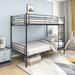 Space-Saving Twin-Over-Twin Metal Bunk Bed with Full Guardrail - Available in White/Black