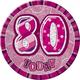 80. Geburtstag Button / Anstecker pink
