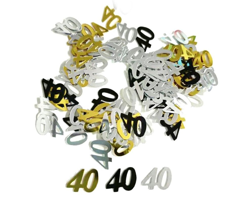 40. Geburtstag schwarz gold silber Konfetti Zahl Image
