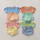 2023 sommer Neue Baby Kurzarm Kleidung Set Candy Farbe T Shirts + Plaid Shorts Nette Kleinkind 2