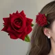 Retro rot rosa Rose Blume edel elegant modisch Haarnadel Seite Clip Haarschmuck