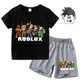 Roblox-Ensemble de vêtements de dessin animé pour enfants t-shirt et pantalon trempés t-shirt à