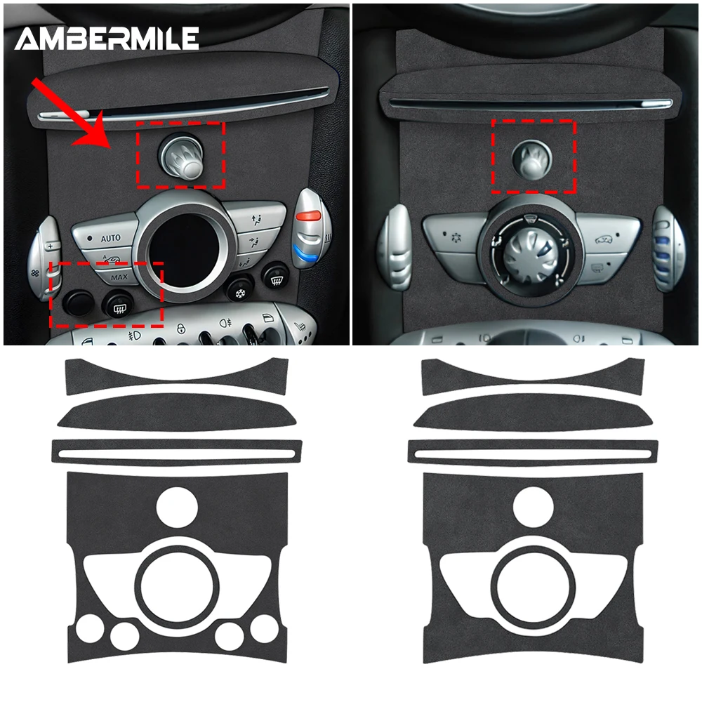 Amber mile für Mini Cooper Clubman R55 R56 R57 Zubehör Auto Zentral steuer knopf Panel Abdeckung Aufkleber Innen verkleidung Italien Wildleder Image