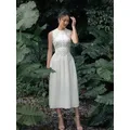 JAMERARY-Robe de Bal en Dentelle Blanche pour Femme Broderie de Fleurs Fibre Précieuse Plissée