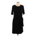 Karen Kane Casual Dress - Wrap: Black Solid Dresses - Women's Size Large