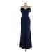 David's Bridal Casual Dress - Bridesmaid: Blue Dresses - Women's Size 4