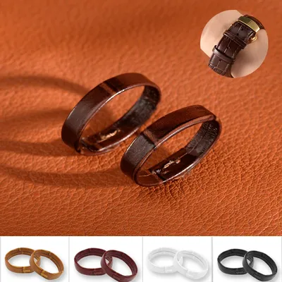 2pcs Leather Watch Band Keeper Strap Locker Ring Black Brown Holder Loop Bracelet Retainer 14mm/16mm/18mm/20mm/22mm/24mm