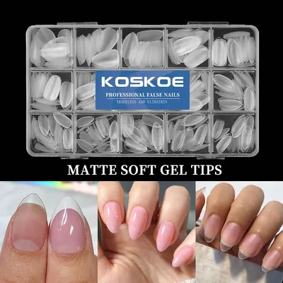 300/240pcs Matte Soft Gel Tips Short Almond Fake Nail Tips Nails Set Press On False Nail Full Cover