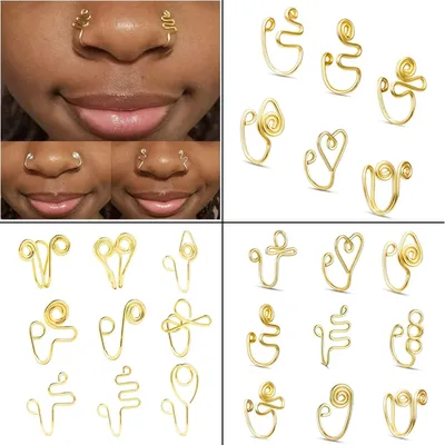 Nose Sleeve Nose Rings Clip On Faux Piercing Jewelry Faux Lip Ear Nose Rings Clip Inlaid Non