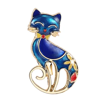 Trendy Enamel Cat Brooches for Women Unisex 3-color Classic Animal Office Party Brooch Pin New Year Gifts