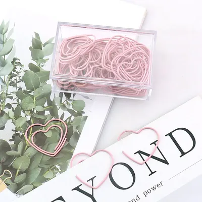 Heart Pin Pink love Heart Modeling Bookmark pink Office Stationery Paper Clips Stationery Kawaii