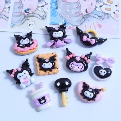 10Pcs New Cute Resin Cartoon Black Animals Flat Back Parts Embellishments For Hair Bows Accessories