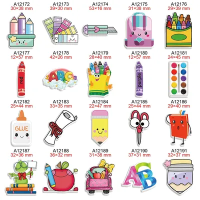 Cartoon Back to School Flatback Planar Resin for DIY Kids Hairbows Gift Packing Craft Supplies Handmade Material
