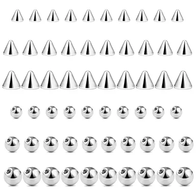 60PCS 14G 16G 4-6mm 316L Surgical Steel Replacement Balls Spikes Body Jewelry Piercing Barbell Parts