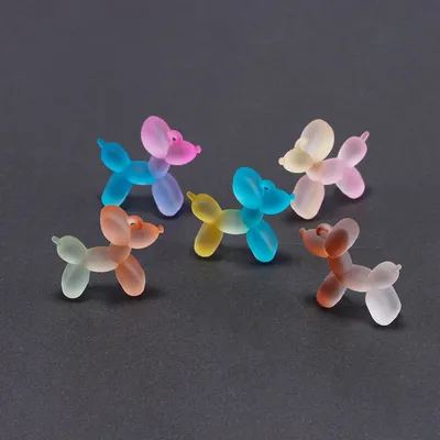 6pcs Bicolor Gradient Balloon Dog Animal Charms Pendant for Earrings Bracelet Keychain Necklace Jewelry Making DIY Accessories
