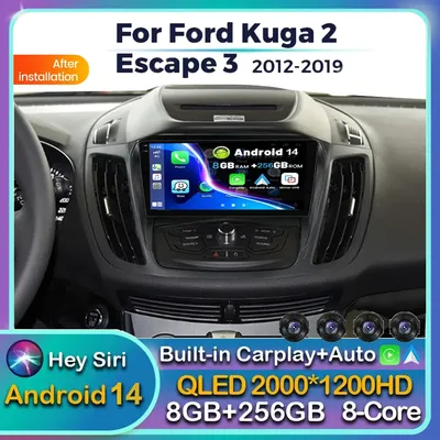 Android 14 Car Radio For Ford Kuga 2 Escape 3 2012 2013 2014 2015 2016 2017 -2019 Stereo Multimedia Player 2din Carplay Auto DSP