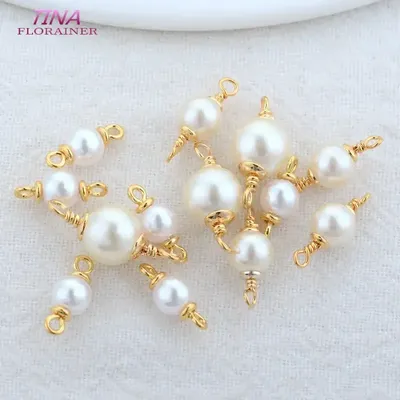 5mm 6mm 8mm 14k Gold Color Plated Brass Pearl Connector High Quality Diy Jewelry Accessories