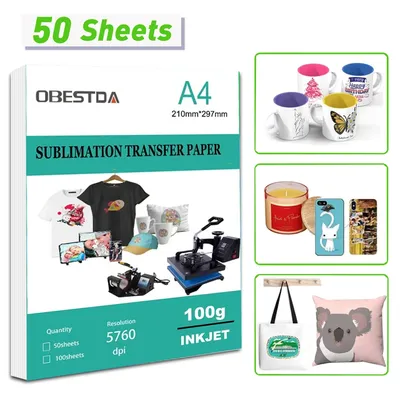 A4 Sublimation Heat Transfer Paper for Polyester Cotton T-Shirt Cushion Fabrics Cloth Mugs Phone Case DIY Printing Desig