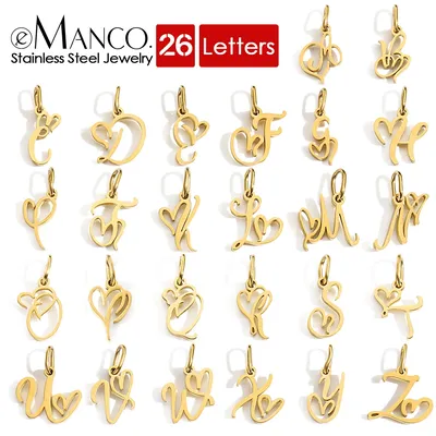 eManco Heart Art Initial Alphabet Charms Pendant DIY Name Customized Birthday Gift Stainless Steel Women Fashion Jewelry A-Z