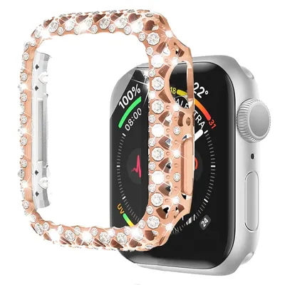 Bling Bumper Cover for Apple Watch Case 41mm 45mm Diamond PC Protective Women Hard PC Frame for IWatch Series 8 7 41 45 mm