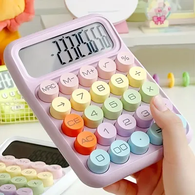 1pc Keyboard Calculator Office 12-digit Mechanical Calculator Cute Candy Color Calculator Desktop