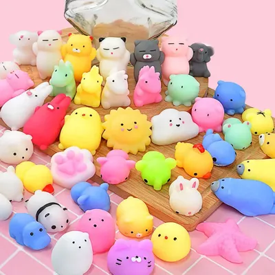 50-5PCS Kawaii Squishies Mochi Anima Squishy Toys For Kids Antistress Ball Squeeze Party Favors