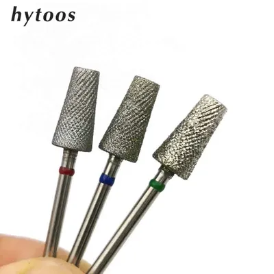 HYTOOS Diamond Cross Teeth Tapered Nail Drill Bits 3/32" Cuticle Clean Burr Manicure Bit Drill