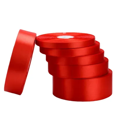 22Meters/roll 6mm 10mm 12mm 15mm 20mm 25mm 40mm 50mm Red Silk Satin Ribbons DIY Wedding Birthday