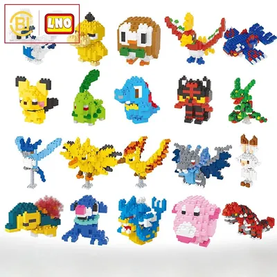 DIY Pokemon Blocks Small Cartoon Mini Building Block Pikachu Charizard Eevee Mewtwo Anime Assemble