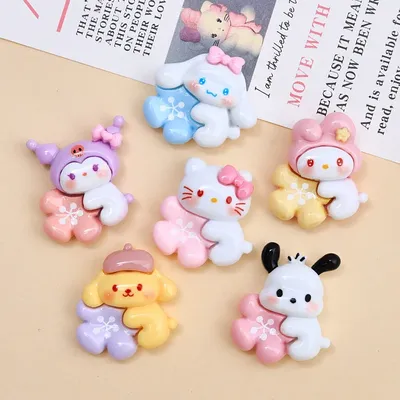 10 Pcs New Mini floret Cartoon Animal Kitten, Rabbit Series Resin Scrapbook Diy Jewelry Children Gift Hairpin Accessories A13