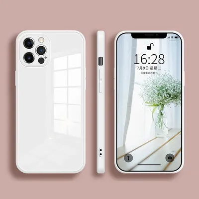 Luxury Square Liquid Tempered Glass Phone Case For iPhone 16 15 14 13 12 11 Pro XS Max SE X Plus Ultra-thin Cute Lanyard Cover