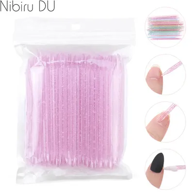50/100Pcs Reusable Crystal Stick Double End Nail Art Cuticle Pusher Cuticle Remover Tool Pedicure