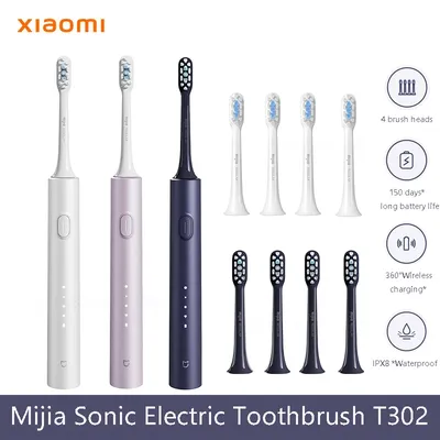 XIAOMI Mijia Sonic Electric Toothbrush T302 3colors 4 Brush Heads IPX8 Water Proof 360° Wireless