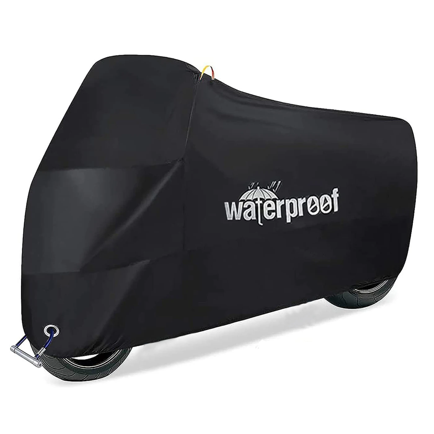 All Season Black Waterproof Sun Motorcycle Cover, Motorbike Cover Universal Weather Sun Outdoor Protection with Storage Bag
