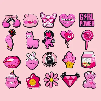 Pink Cute CartoonShoe Charms for Clogs Sandals Decoration Shoe Accessories Charms for Girls Women Gifts