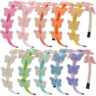 Girls Butterfly Headbands Sparkly Butterfly Shaped Headband Hairhoops Plastic Teeth Hairbands Girls