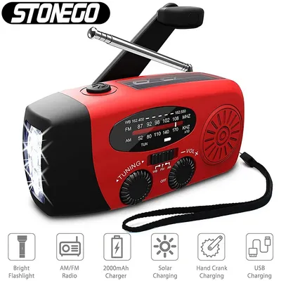 Multifunctional Portable Radio Hand Crank Solar Power FM AM WB NOAA Weather Radio Emergency LED