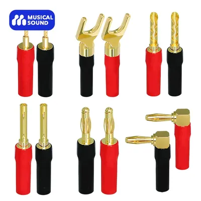 Musical Sound Banana Plugs Speaker Wire Connector Dual Screw Lock 24K Gold Plated Banana Connectors