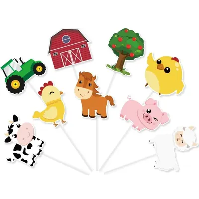 Farm Animal Cake Topper Cartoon Farm Cake Decor Party Supplies for Kids Birthday Baby Shower