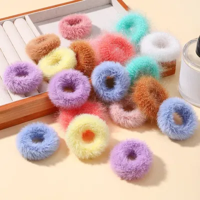 5/15pcs/lot Baby Girls Plush Elastic Hair Bands Small Rubber Band for Children Sweets Furry