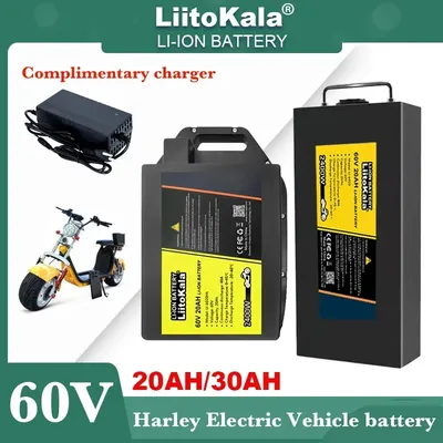 LiitoKala 60V 20ah 30ah Electric motorcycle Waterproof Lithium Battery 18650 CELL 500w-2400W use for