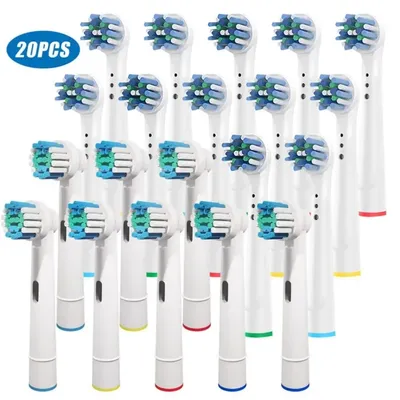 20pcs Electric Toothbrush Heads Compatible with Oral B Braun 12 Cross Action 8 Precision Clean Replacement heads for Oral B