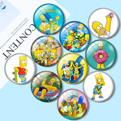 New cute cartoon simpon12mm/18mm/20mm/25mm Round photo glass cabochon demo flat back Making findings