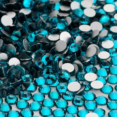 All Size SS3-SS60 Indicolite Glass Flatback Rhinestone Peacock Blue Round Silver Bottom Glue On Stones for Nail Crafts Clothes