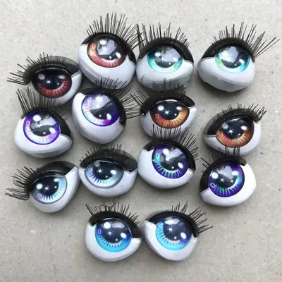 Rainbow Doll Eyes With Real Eyelashes Colorful Alive Sparkly Doll Eyes Original Doll Replacement