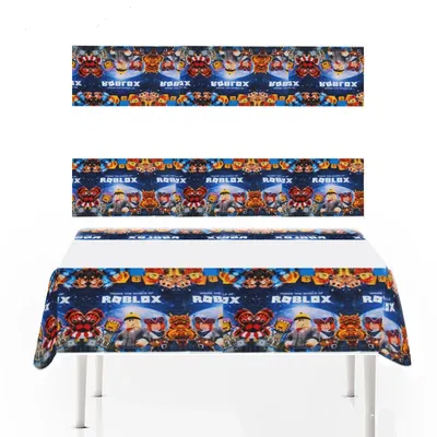 Hot Game Roblox Theme Party Supplies Tablecloth 108*180cm Disposable Roblox Tableware Baby boy