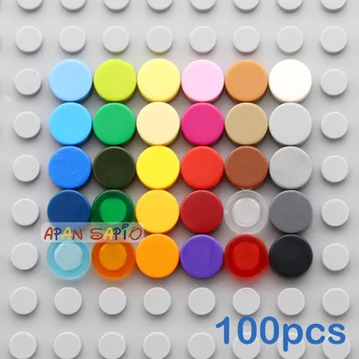 100pcs Tile 1x1 Round DIY Building Blocks Bricks 33Color Educational Creative Toys for Children