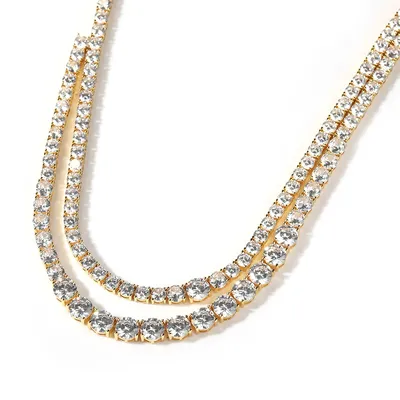 UWIN 2 Rows Tennis Chain Necklces for Women Stacked Iced Out CZ Luxury Fashion Hip Hop Jewelry for